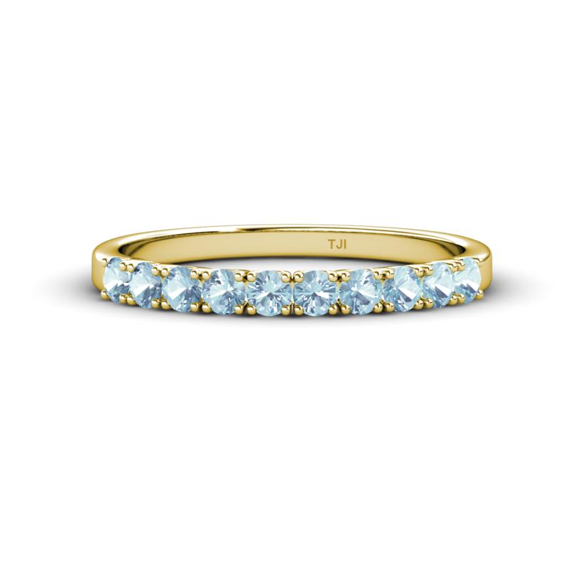 Emlynn 2.70 mm Aquamarine 10 Stone Wedding Band 