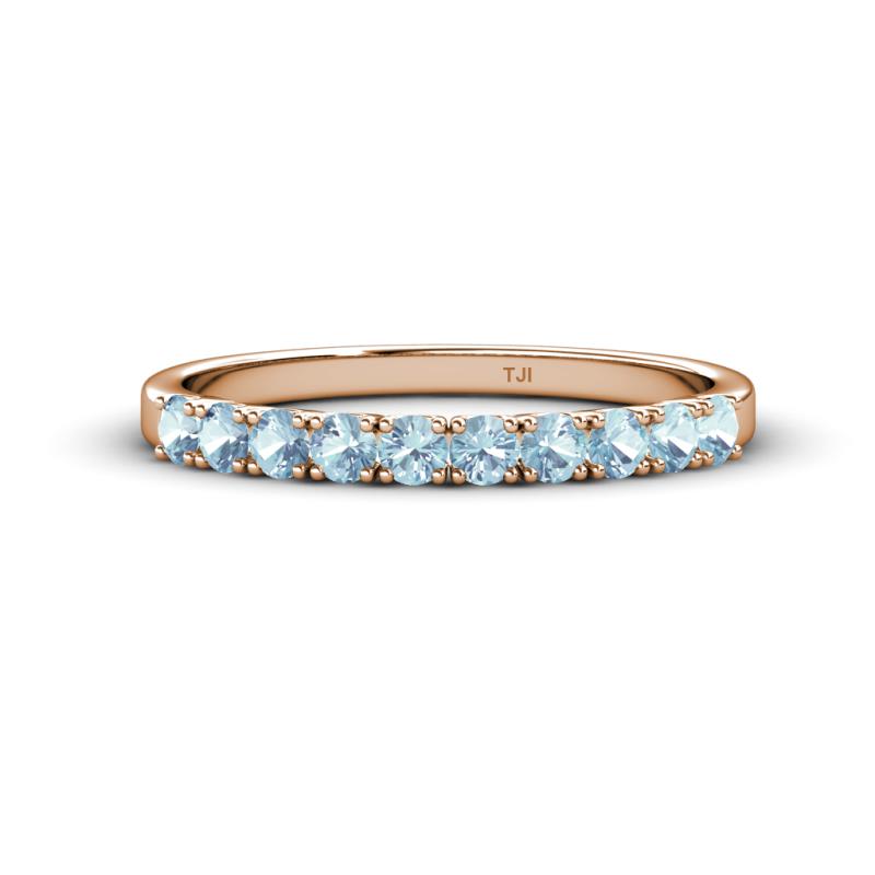 Emlynn 2.70 mm Aquamarine 10 Stone Wedding Band 