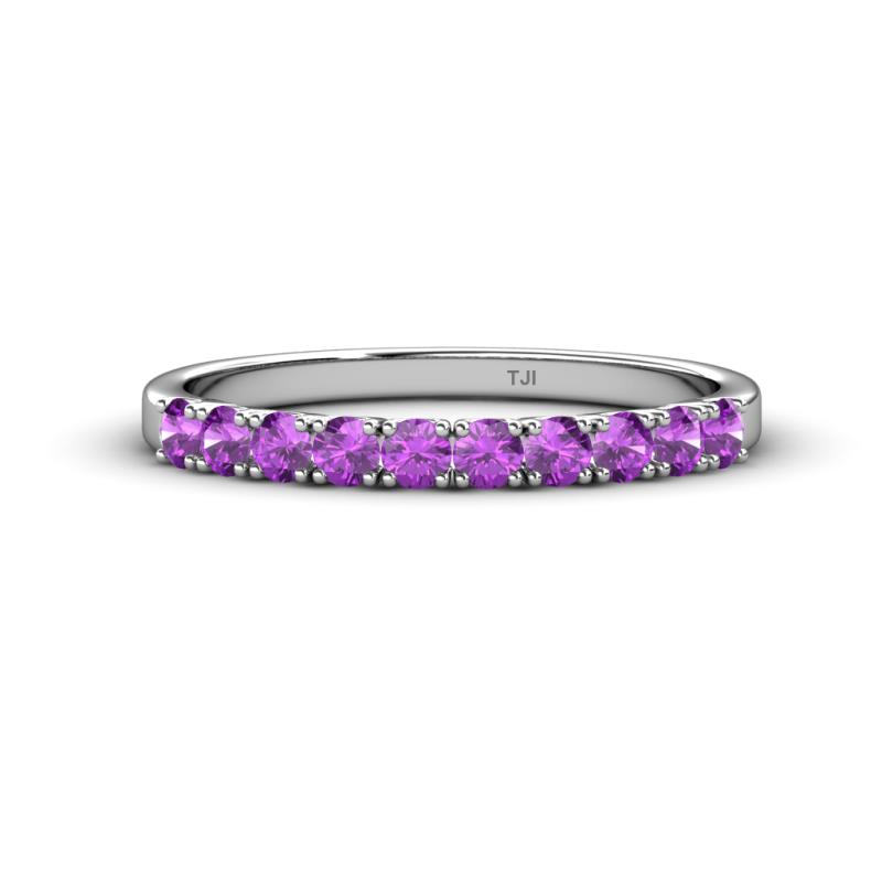 Emlynn 2.70 mm Amethyst 10 Stone Wedding Band 