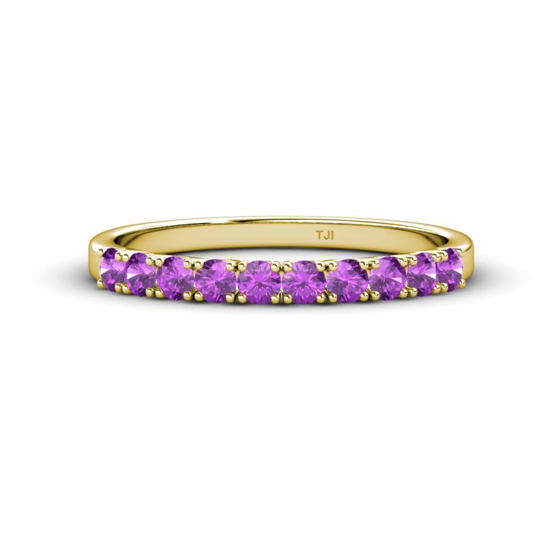 Emlynn 2.70 mm Amethyst 10 Stone Wedding Band 