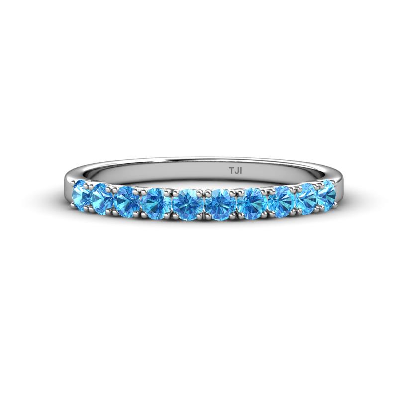 Emlynn 2.70 mm Blue Topaz 10 Stone Wedding Band 
