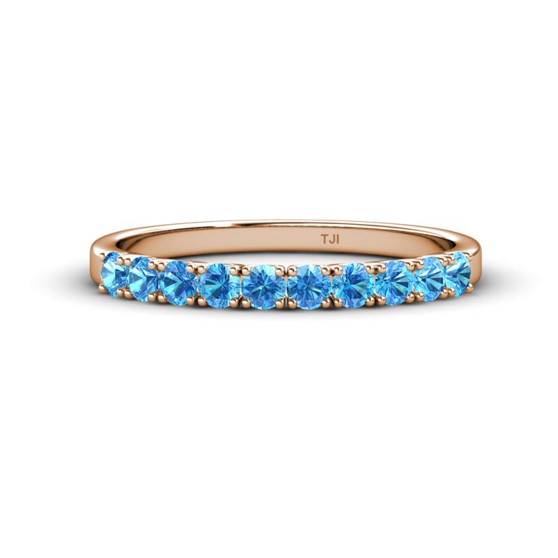 Emlynn 2.70 mm Blue Topaz 10 Stone Wedding Band 