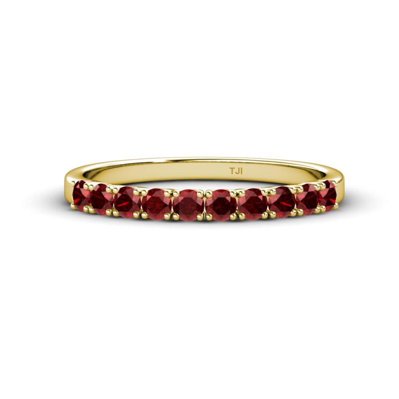 Emlynn 2.70 mm Red Garnet 10 Stone Wedding Band 