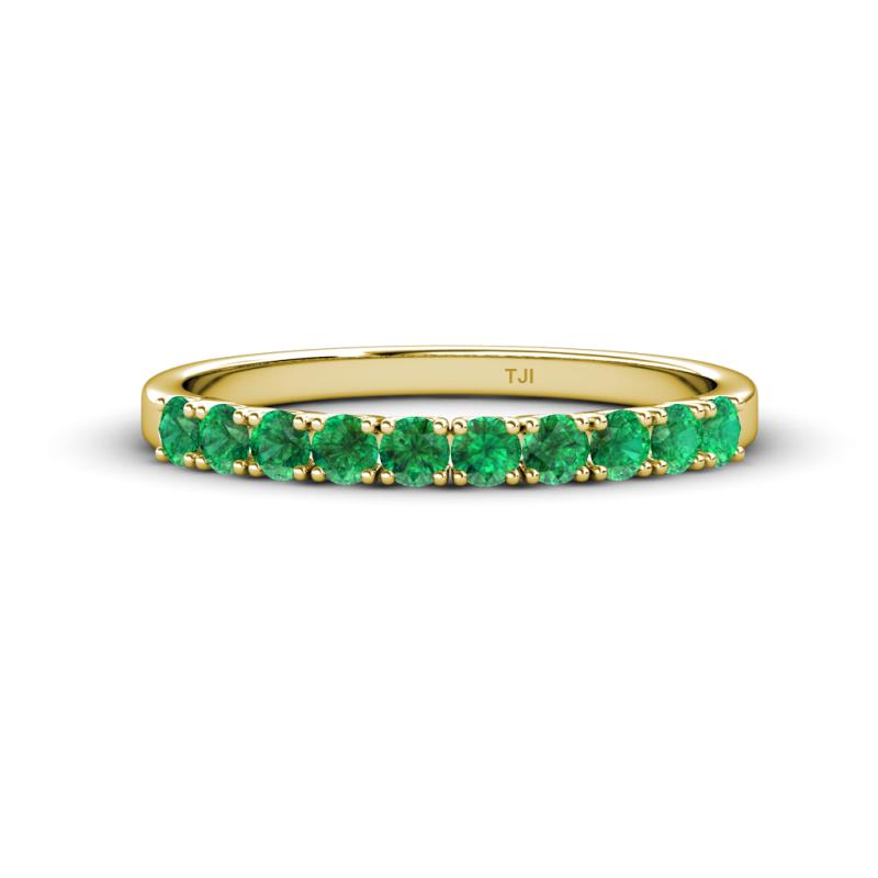 Emlynn 2.70 mm Emerald 10 Stone Wedding Band 