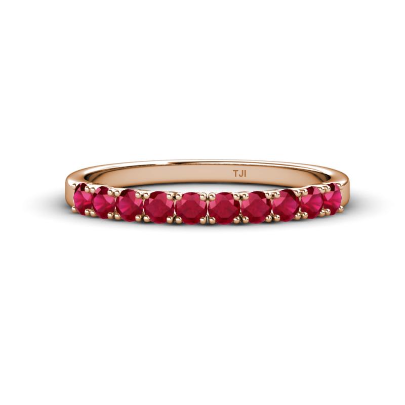 Emlynn 2.70 mm Ruby 10 Stone Wedding Band 