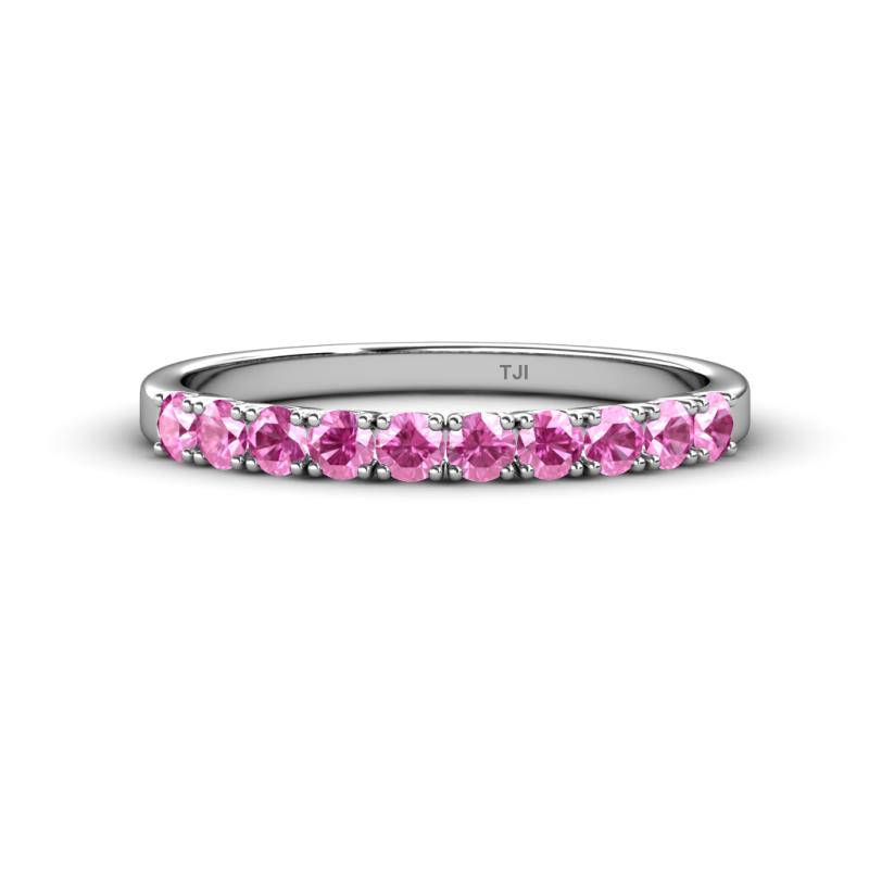 Emlynn 2.70 mm Pink Sapphire 10 Stone Wedding Band 
