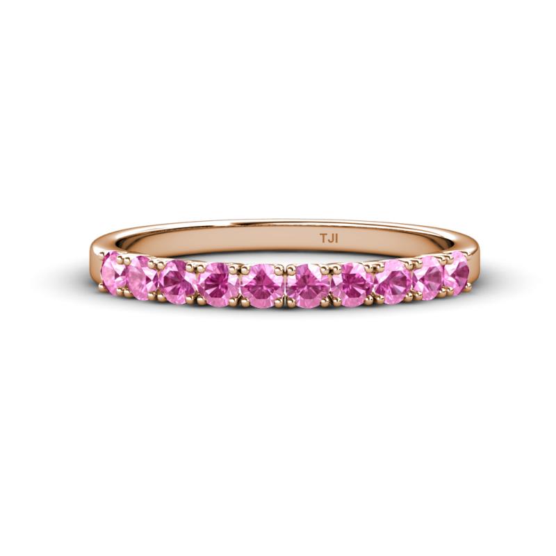 Emlynn 2.70 mm Pink Sapphire 10 Stone Wedding Band 