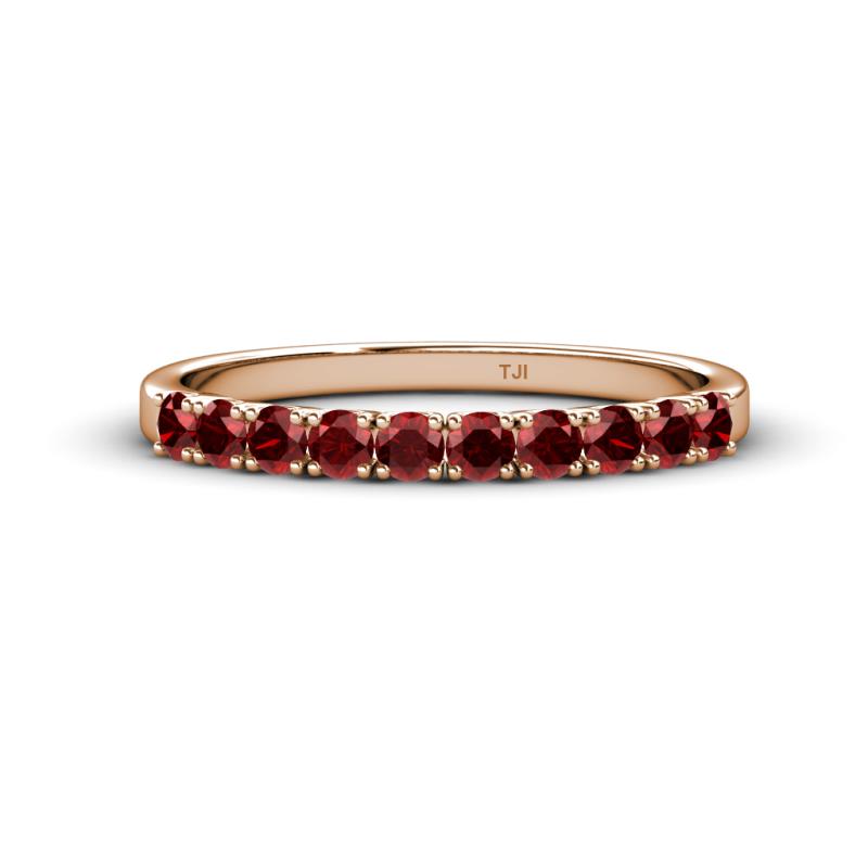 Emlynn 2.70 mm Red Garnet 10 Stone Wedding Band 