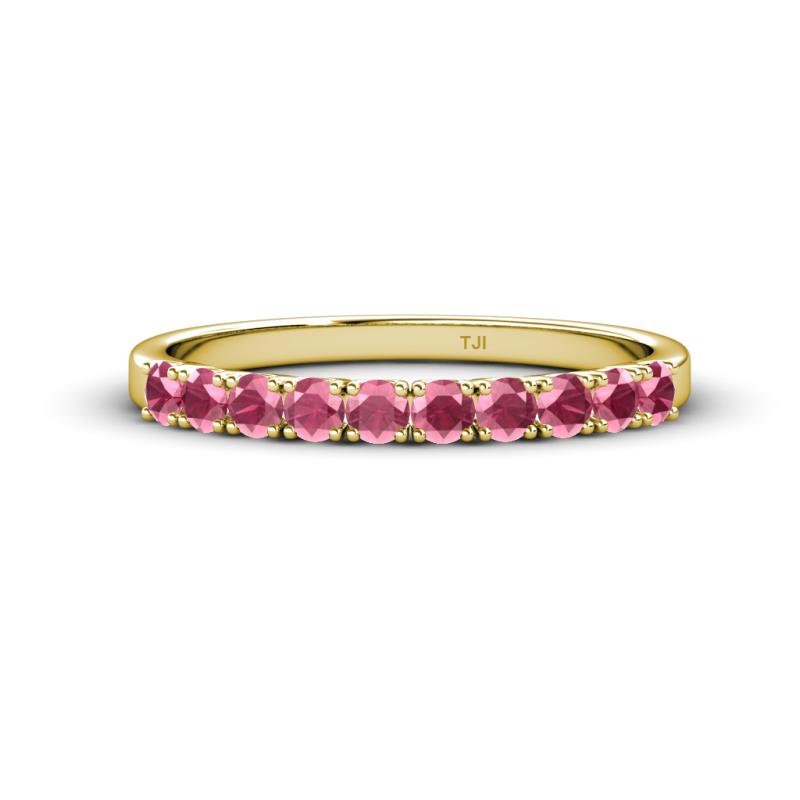 Emlynn 2.70 mm Rhodolite Garnet 10 Stone Wedding Band 