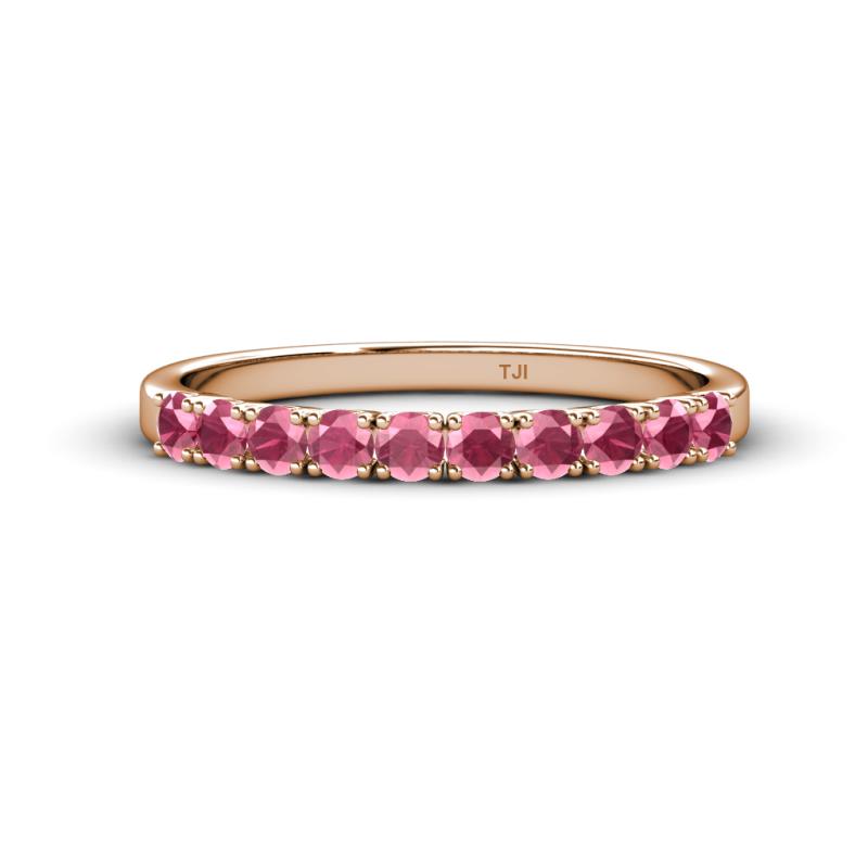 Emlynn 2.70 mm Rhodolite Garnet 10 Stone Wedding Band 
