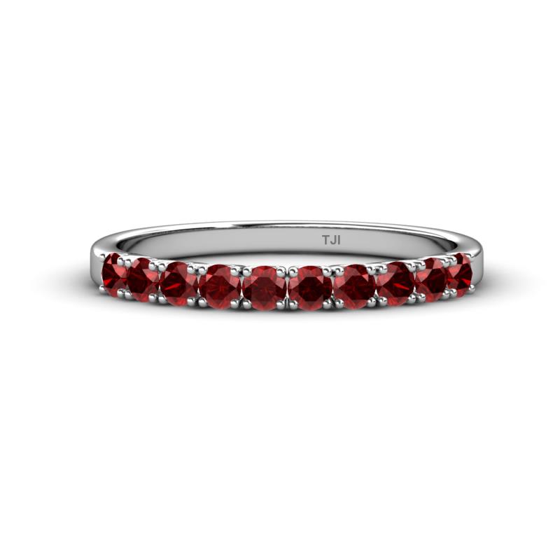 Emlynn 2.70 mm Red Garnet 10 Stone Wedding Band 