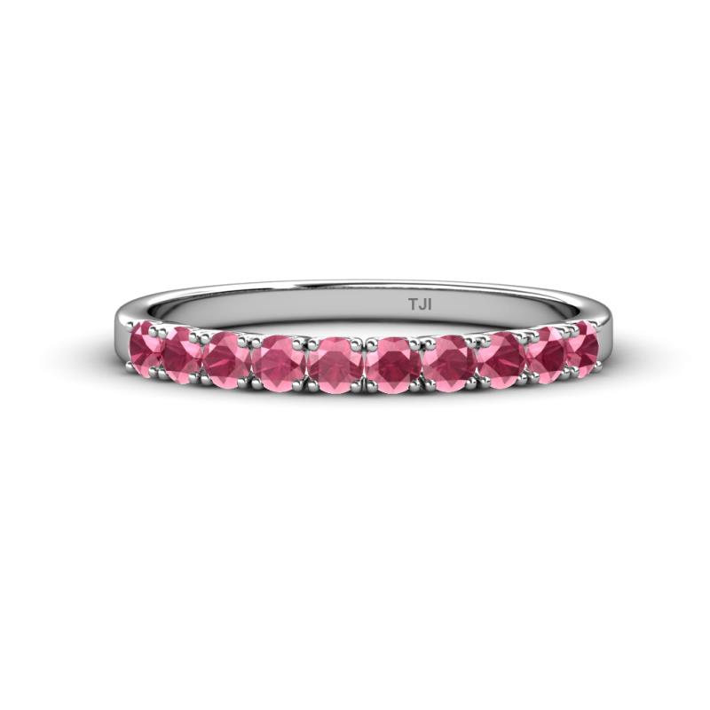 Emlynn 2.70 mm Rhodolite Garnet 10 Stone Wedding Band 