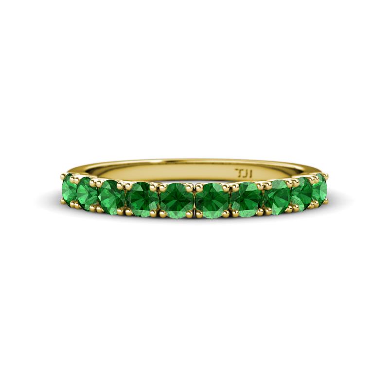 Emlynn 3.00 mm Green Garnet 10 Stone Wedding Band 