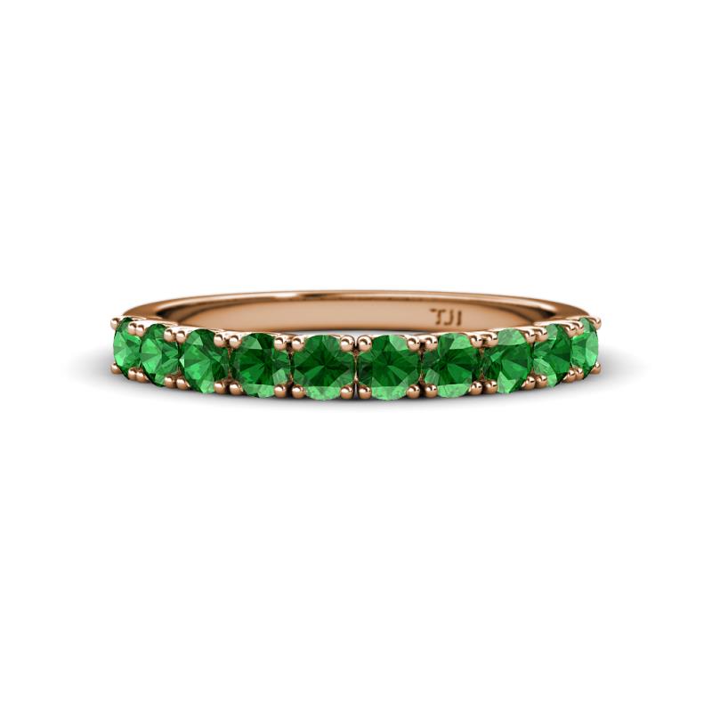 Emlynn 3.00 mm Green Garnet 10 Stone Wedding Band 