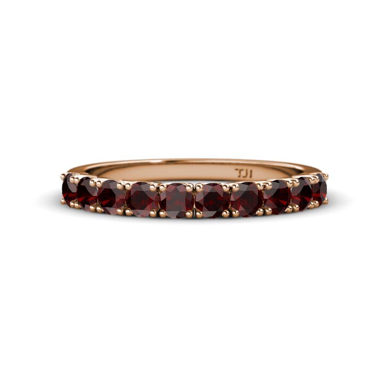 Emlynn 3.00 mm Red Garnet 10 Stone Wedding Band 