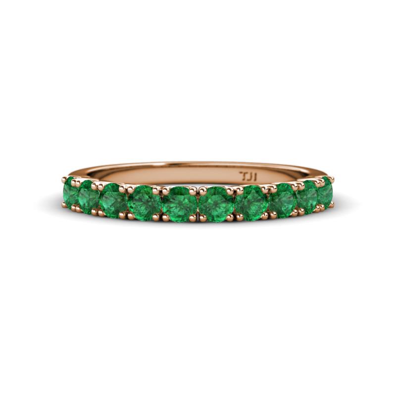 Emlynn 3.00 mm Emerald 10 Stone Wedding Band 