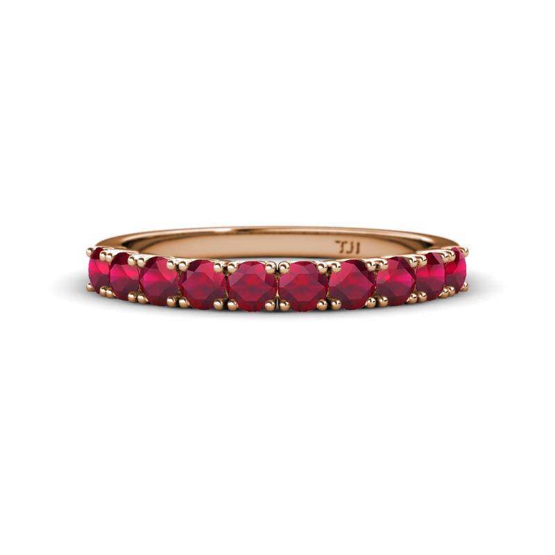 Emlynn 3.00 mm Ruby 10 Stone Wedding Band 