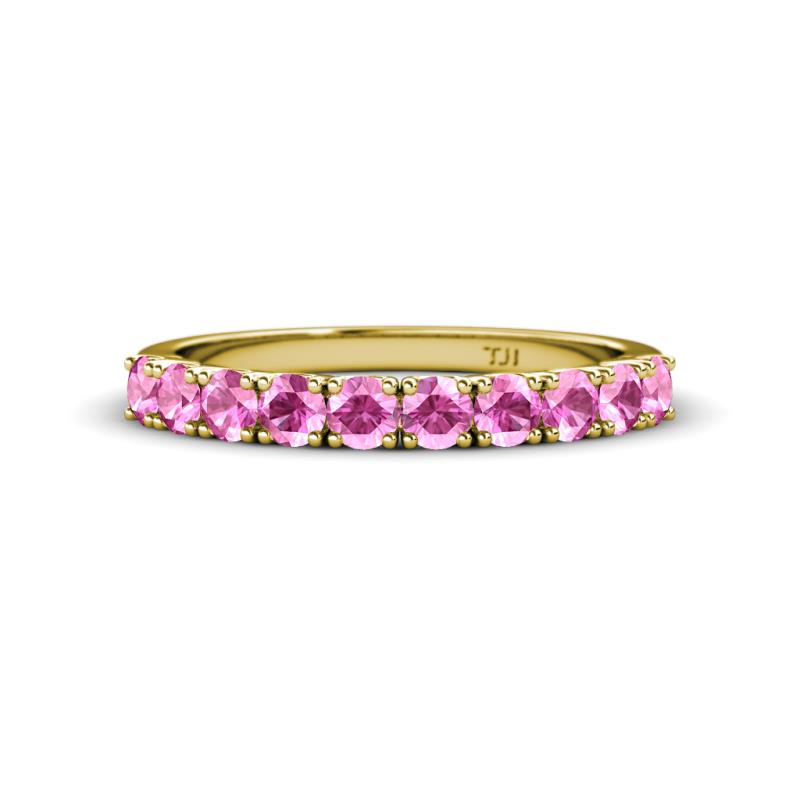 Emlynn 3.00 mm Pink Sapphire 10 Stone Wedding Band 
