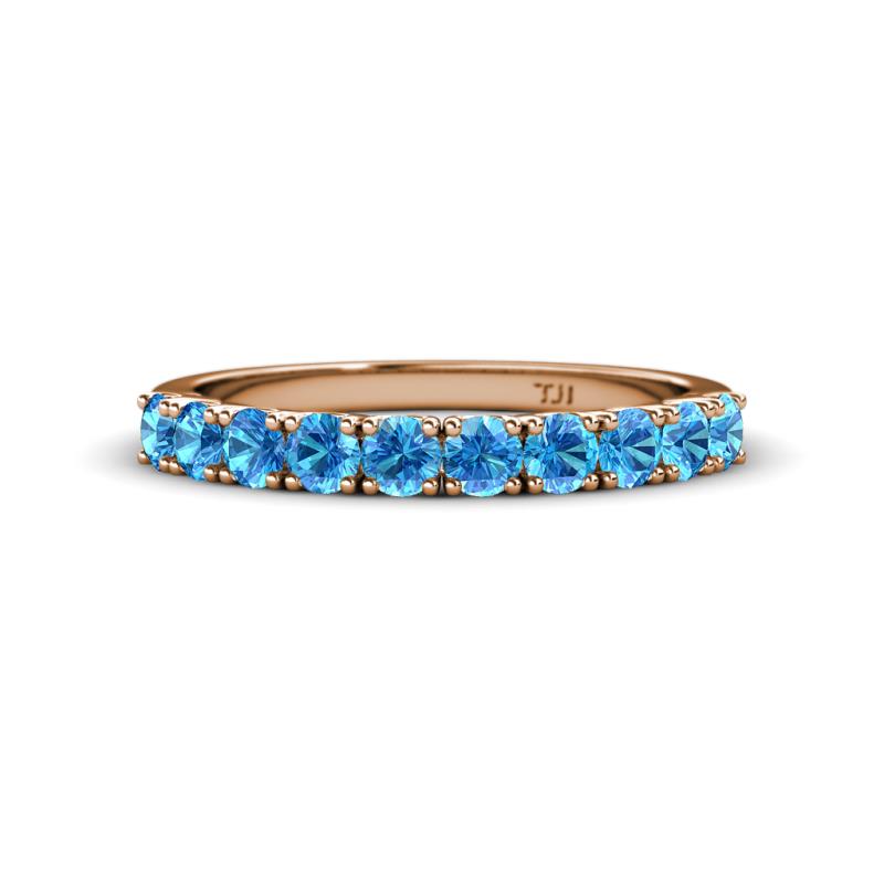 Emlynn 3.00 mm Blue Topaz 10 Stone Wedding Band 