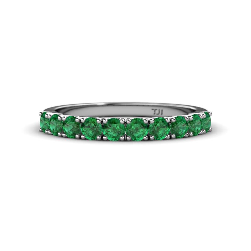 Emlynn 3.00 mm Emerald 10 Stone Wedding Band 
