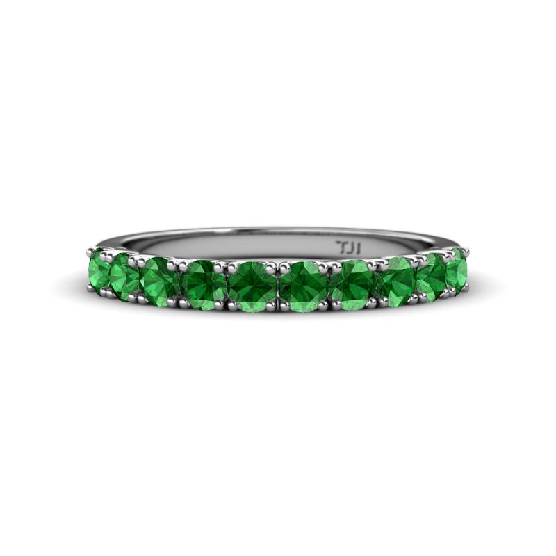 Emlynn 3.00 mm Green Garnet 10 Stone Wedding Band 