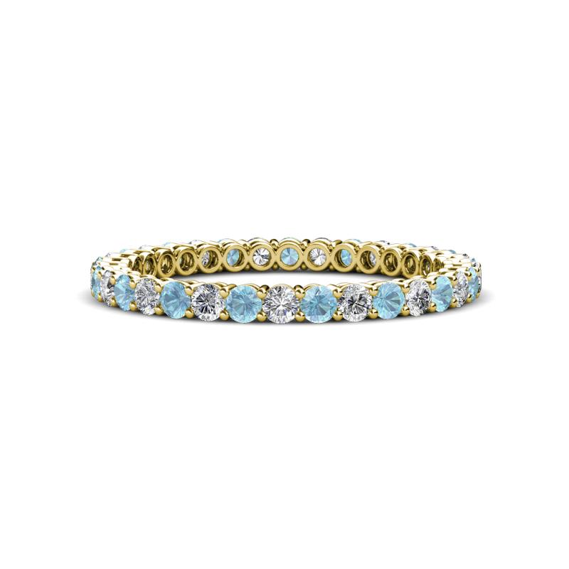 Tiffany 2.00 mm Aquamarine and Lab Grown Diamond Eternity Band 