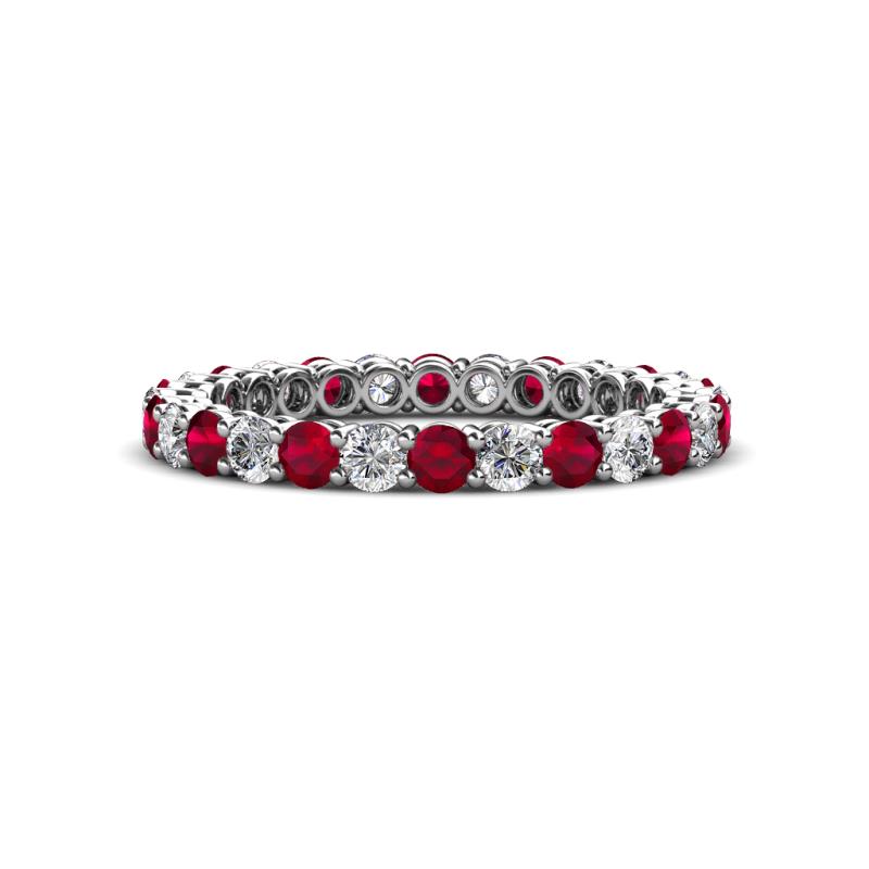 Tiffany 2.40 mm Ruby and Lab Grown Diamond Eternity Band 