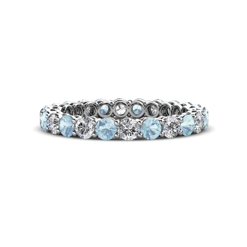 Tiffany 2.80 mm Aquamarine and Lab Grown Diamond Eternity Band 