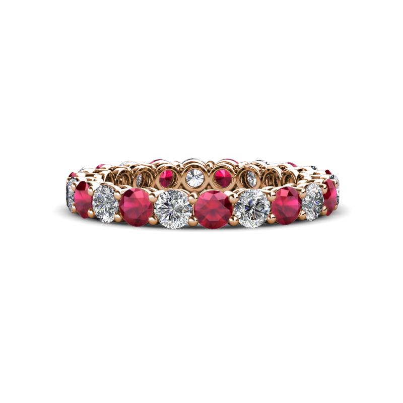 Tiffany 3.00 mm Ruby and Lab Grown Diamond Eternity Band 