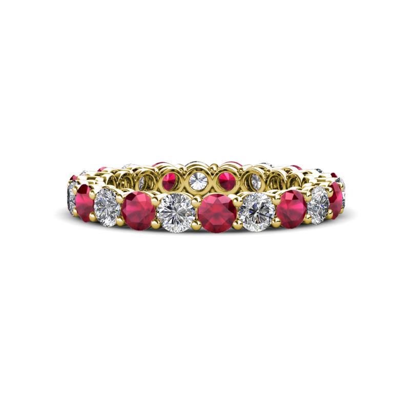 Tiffany 3.00 mm Ruby and Lab Grown Diamond Eternity Band 