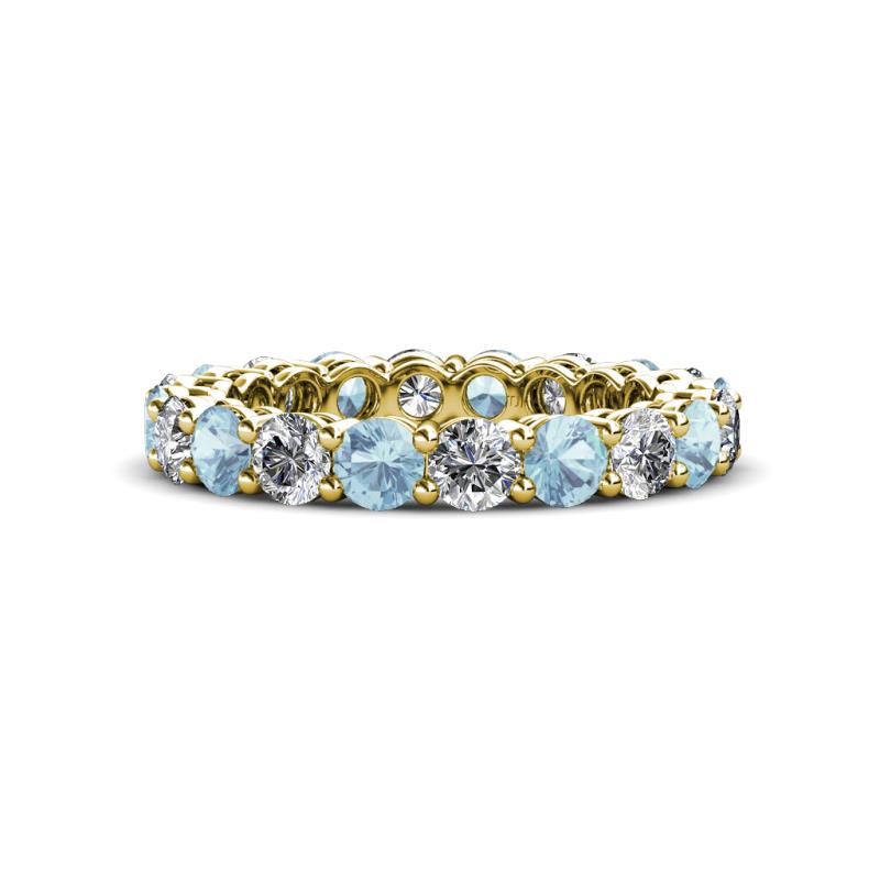 Tiffany 3.40 mm Aquamarine and Lab Grown Diamond Eternity Band 