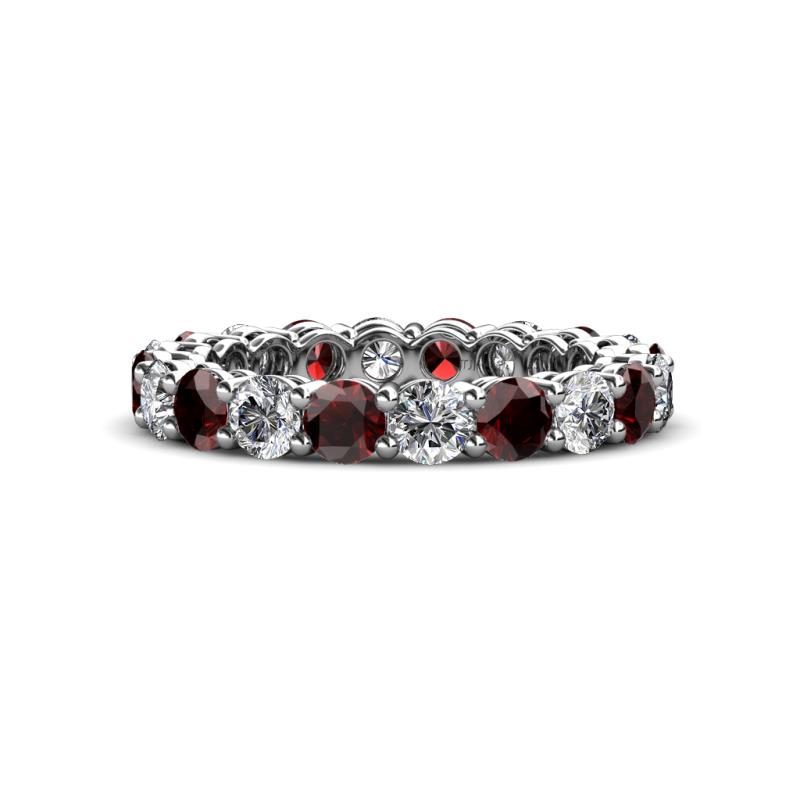 Tiffany 3.40 mm Red Garnet and Lab Grown Diamond Eternity Band 