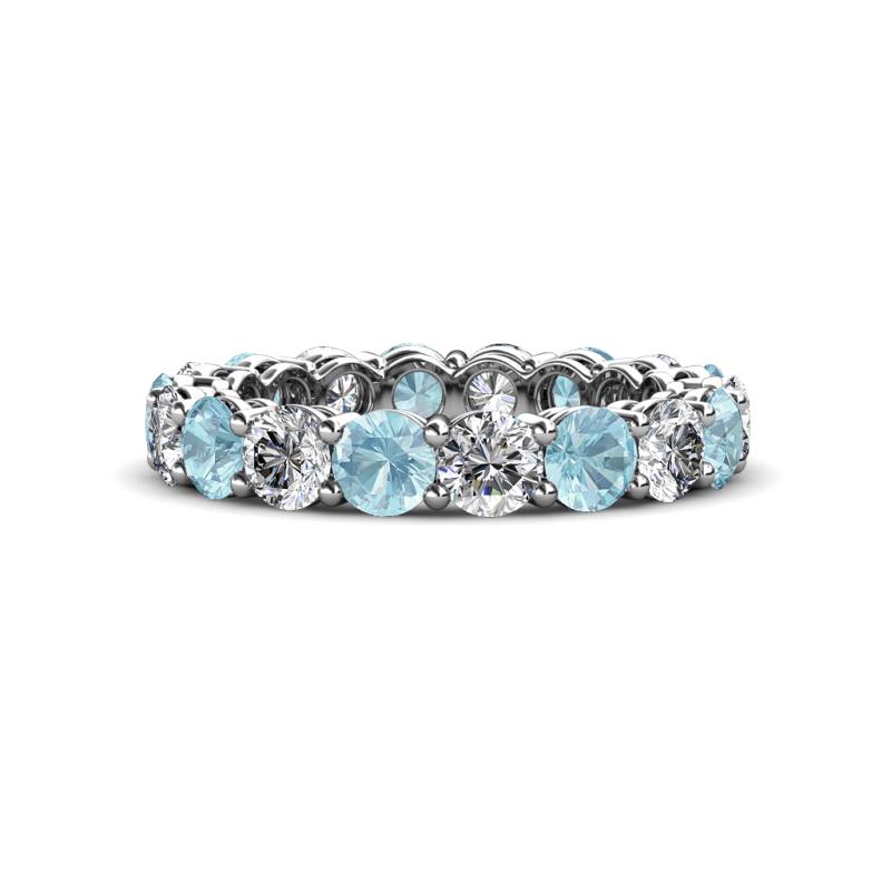 Tiffany 3.80 mm Aquamarine and Lab Grown Diamond Eternity Band 
