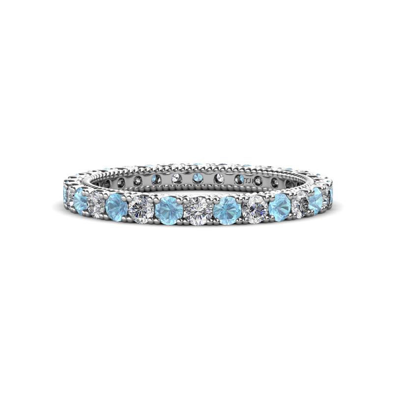 Ellen 2.40 mm Aquamarine and Lab Grown Diamond Eternity Band 