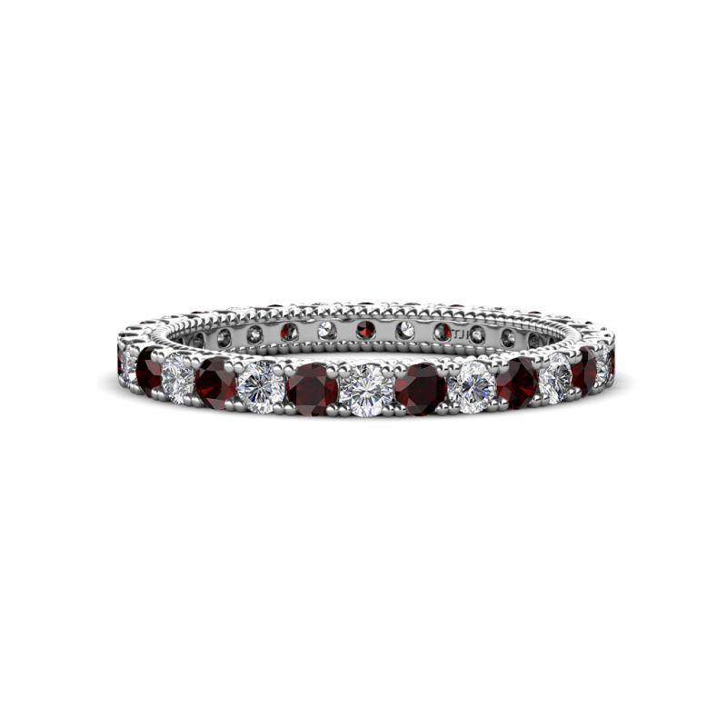 Ellen 2.40 mm Red Garnet and Lab Grown Diamond Eternity Band 