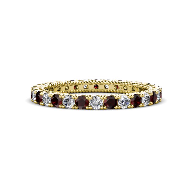 Ellen 2.40 mm Red Garnet and Lab Grown Diamond Eternity Band 