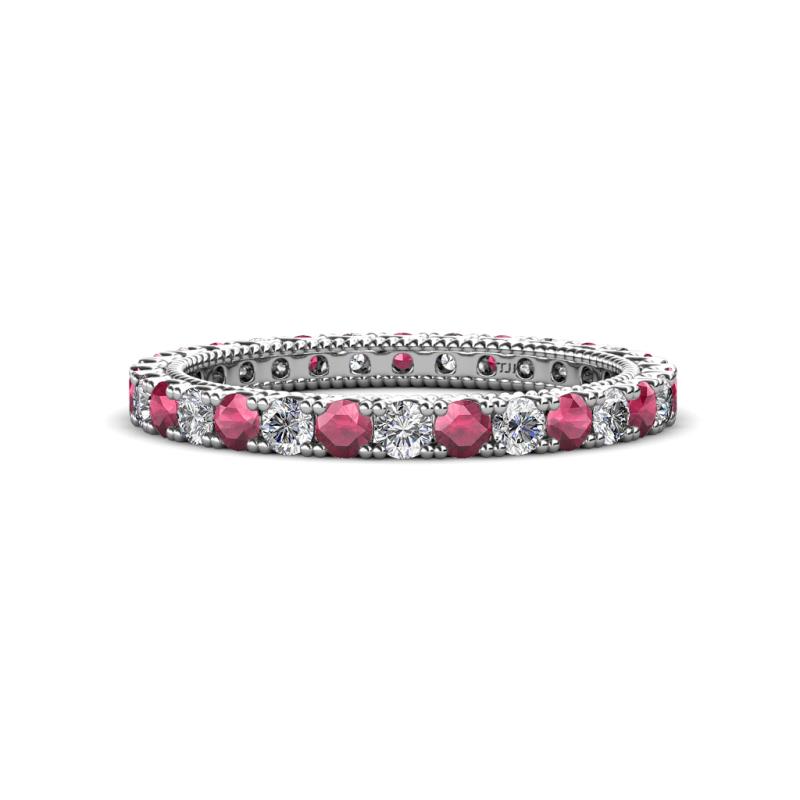 Ellen 2.40 mm Rhodolite Garnet and Lab Grown Diamond Eternity Band 