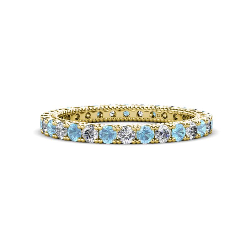 Ellen 2.40 mm Aquamarine and Lab Grown Diamond Eternity Band 
