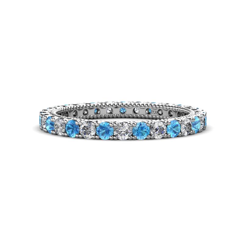 Ellen 2.40 mm Blue Topaz and Lab Grown Diamond Eternity Band 