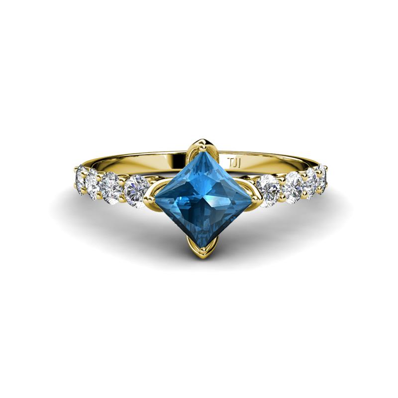 Alicia 1.90 ctw Blue Topaz and Lab Grown Diamond Engagement Ring 