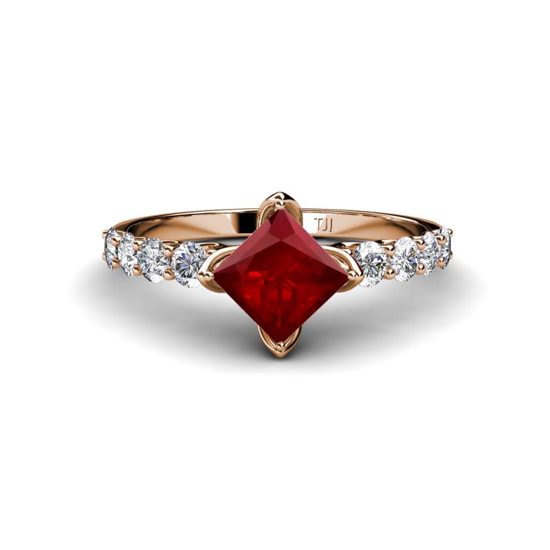 Alicia 1.87 ctw Red Garnet and Lab Grown Diamond Engagement Ring 