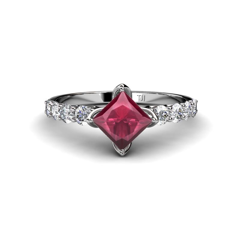 Alicia 1.77 ctw Rhodolite Garnet and Lab Grown Diamond Engagement Ring 