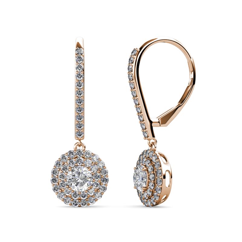 Mavra 3.5mm Diamond Double Halo Dangling Earrings 