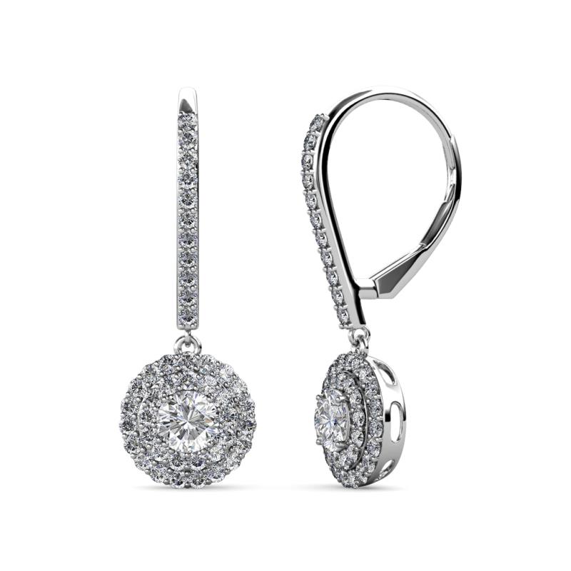 Mavra 3.5mm Diamond Double Halo Dangling Earrings 