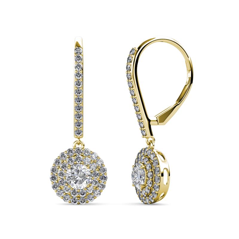 Mavra 3.5mm Diamond Double Halo Dangling Earrings 