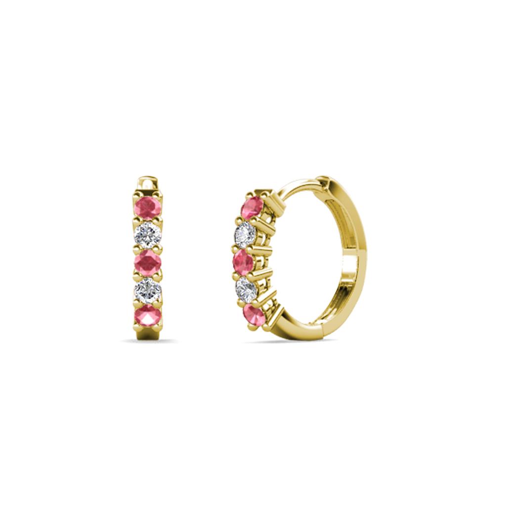 Aricia Petite Pink Tourmaline and Lab Grown Diamond Hoop Earrings 