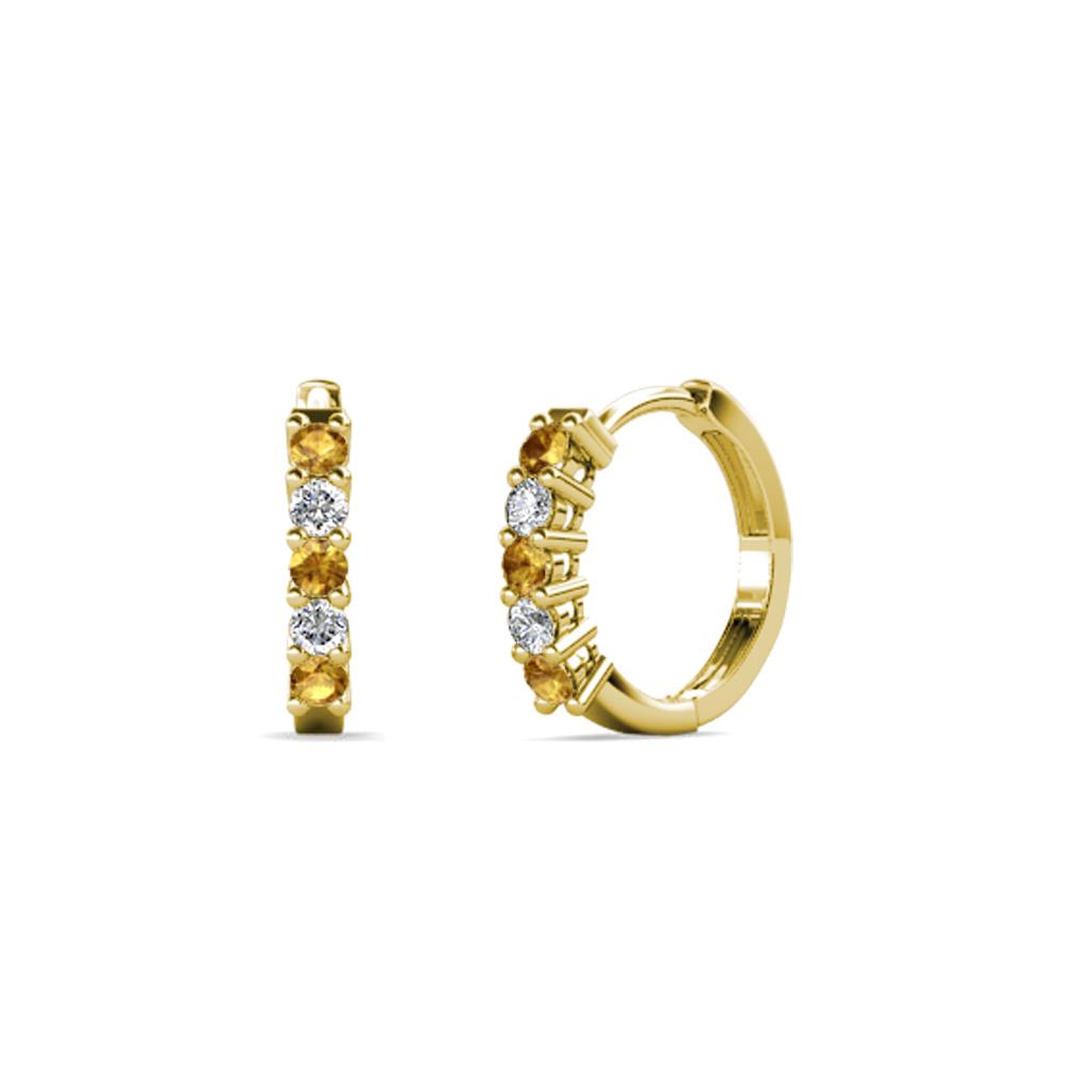 Aricia Petite Citrine and Lab Grown Diamond Hoop Earrings 