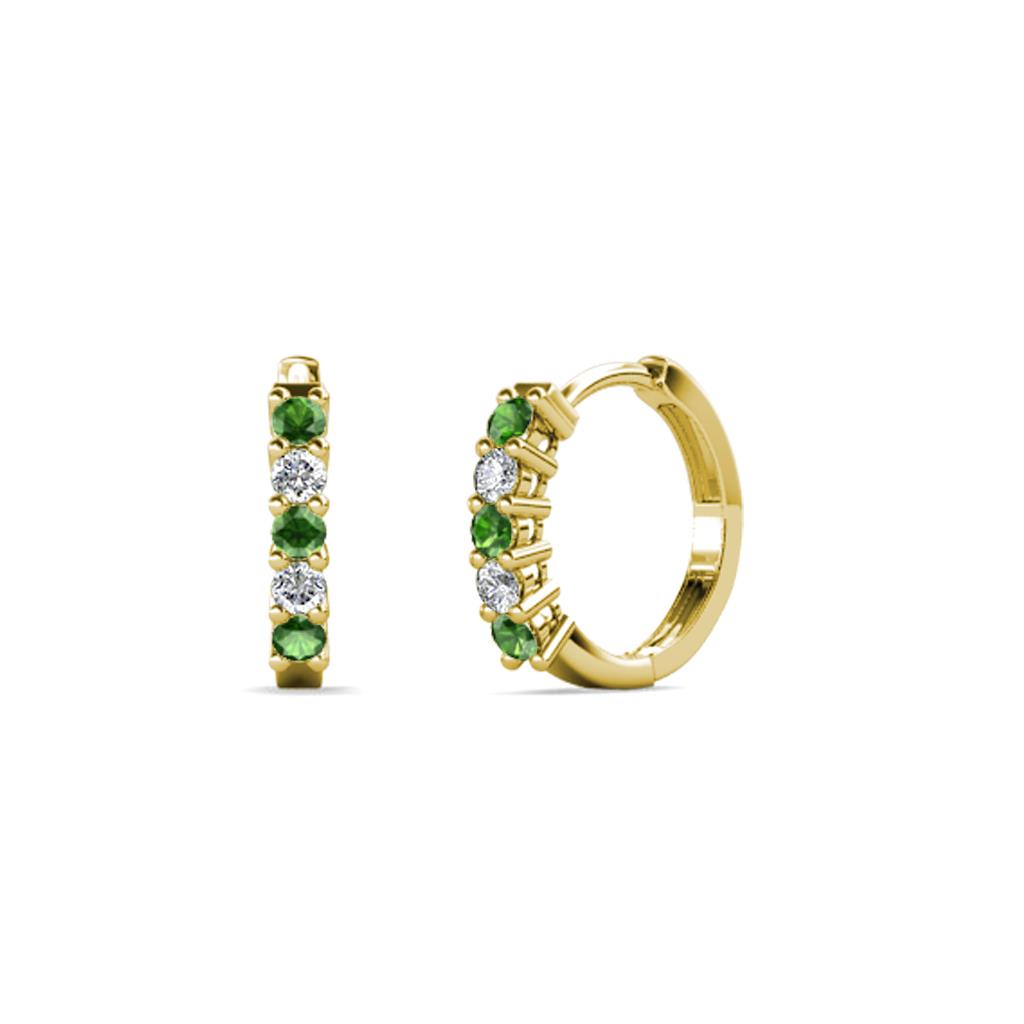 Aricia Petite Green Garnet and Lab Grown Diamond Hoop Earrings 