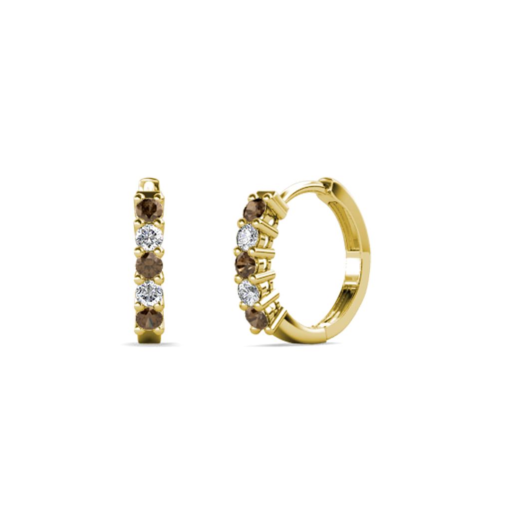 Aricia Petite Smoky Quartz and Lab Grown Diamond Hoop Earrings 