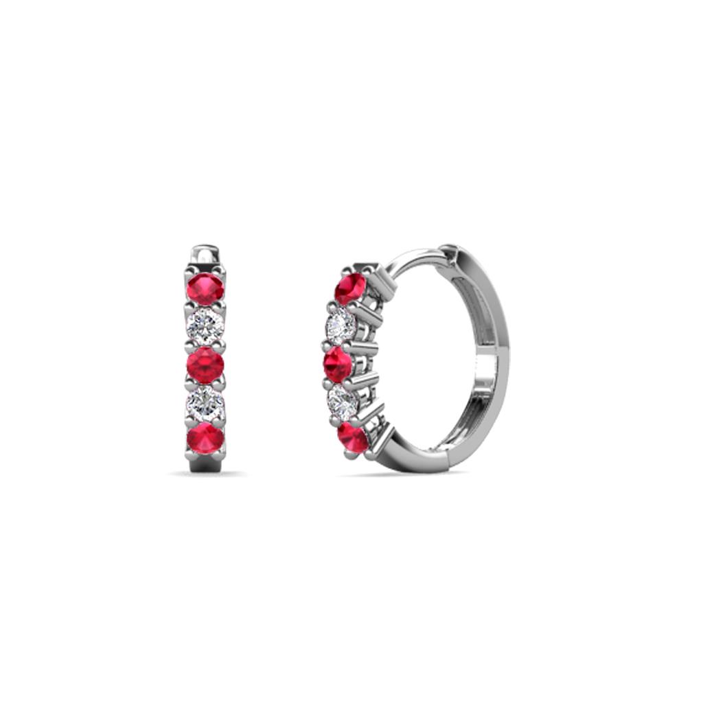 Aricia Petite Ruby and Lab Grown Diamond Hoop Earrings 